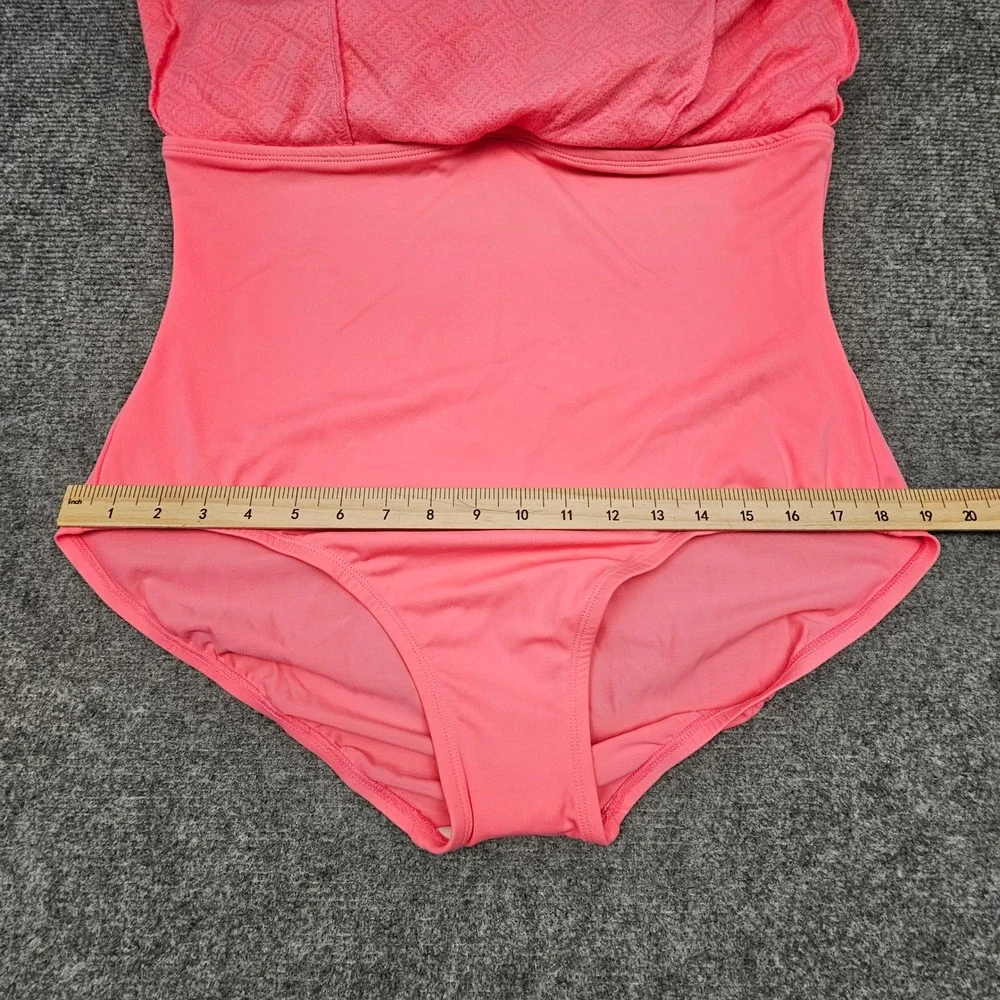 Swim Solutions Swim Dress Womens 18 Guava Pink Bow Front Tummy Control New - Picture 8 of 10